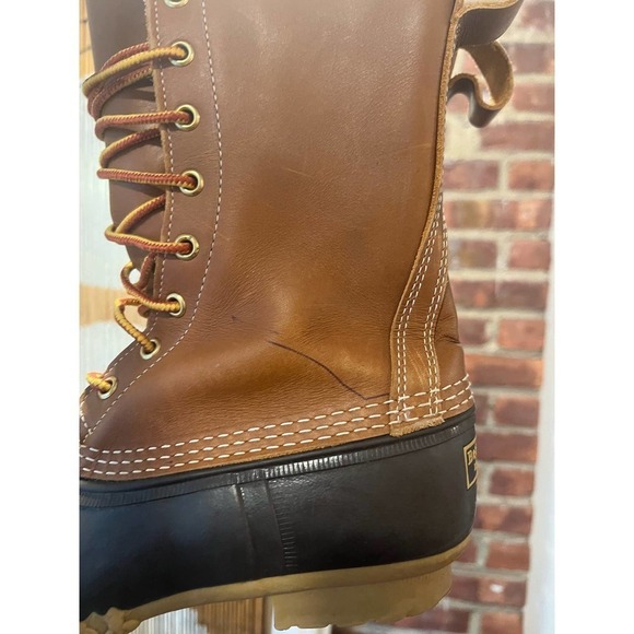 LL Bean Men's Size 7 Goretex Brown Tan Leather Rain Duck Bean Boots Medium Width - Picture 5 of 8
